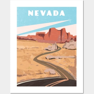 Nevada, USA.Retro travel poster Posters and Art